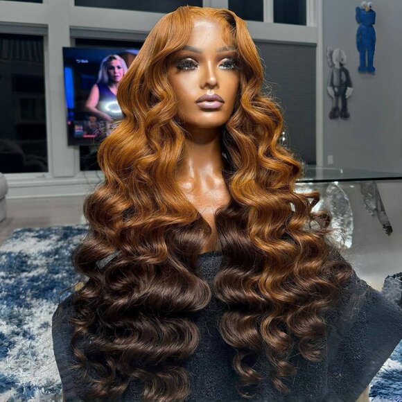 Stunning Ginger Brown Ombre 6x6 Body Wave Wig - 100% Human Hair main image 4